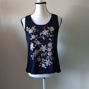 INC embroidered, sequin embellished top
